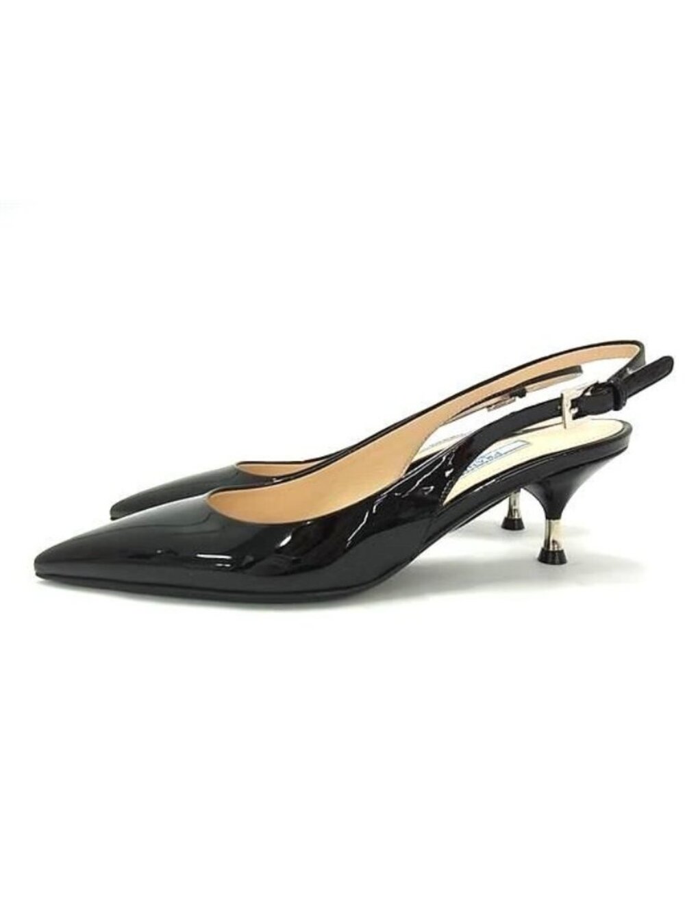 Prada Patent Leather Heel Sandals 35 Shoes Black - Picture 3 of 6
